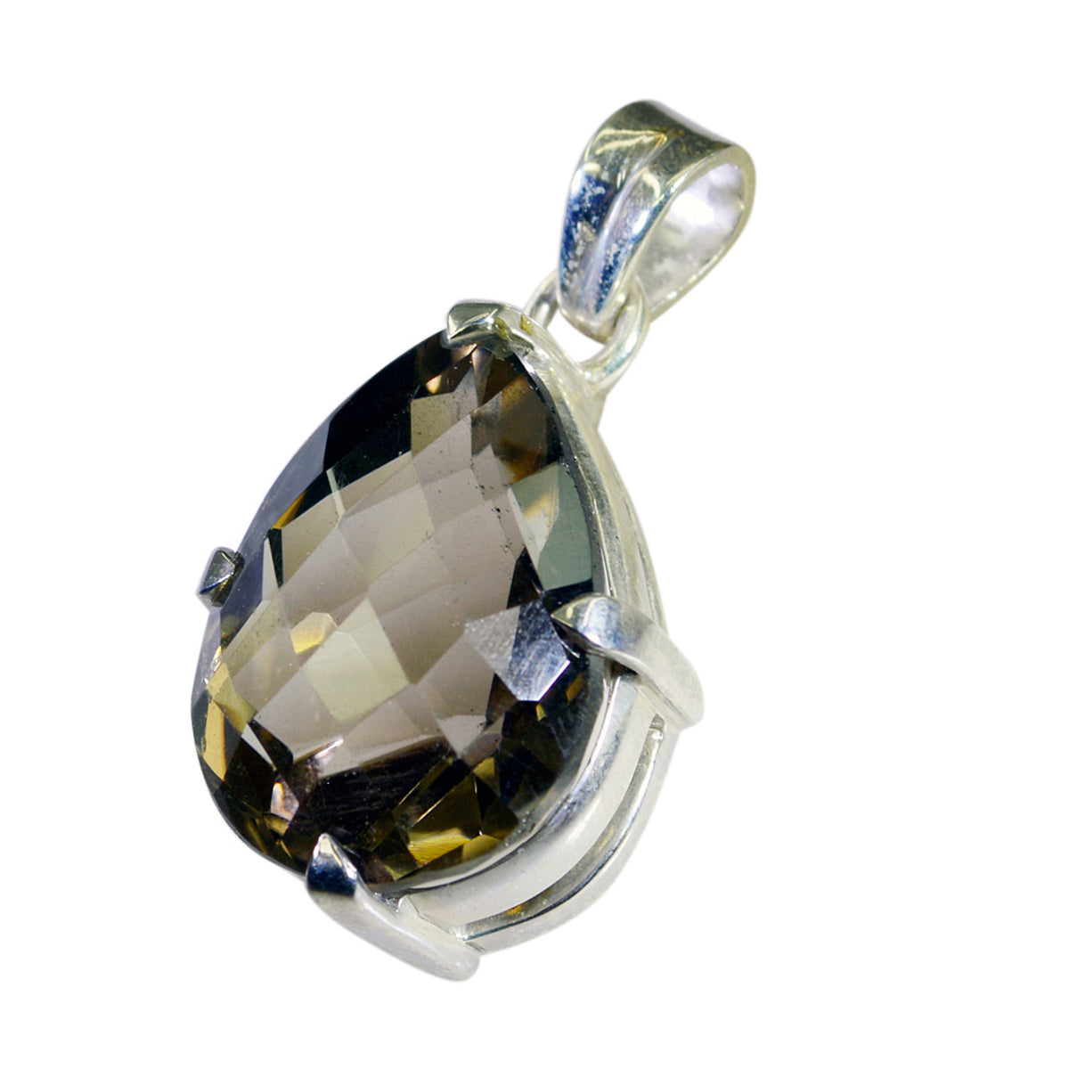 Smoky Quartz Eye-catching Italian Sterling Silver Solitaire Violet Sophisticated Brown Pendant Jewellery