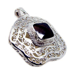 Smoky Quartz Statement Italian 925 Silver Solitaire Brown Pendant