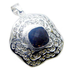 Smoky Quartz Statement Italian 925 Silver Solitaire Mathilde Geometric Brown Pendant Jewelry