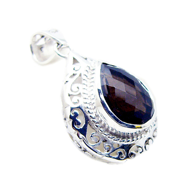 Smoky Quartz Statement Italian 92.5 Silver Solitaire Brown Pendant