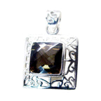 Smoky Quartz Essential German Sterling Silver Solitaire Brown Pendant