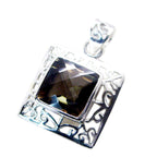 Smoky Quartz Essential German Sterling Silver Solitaire Eva antique Brown Pendant Jewellery