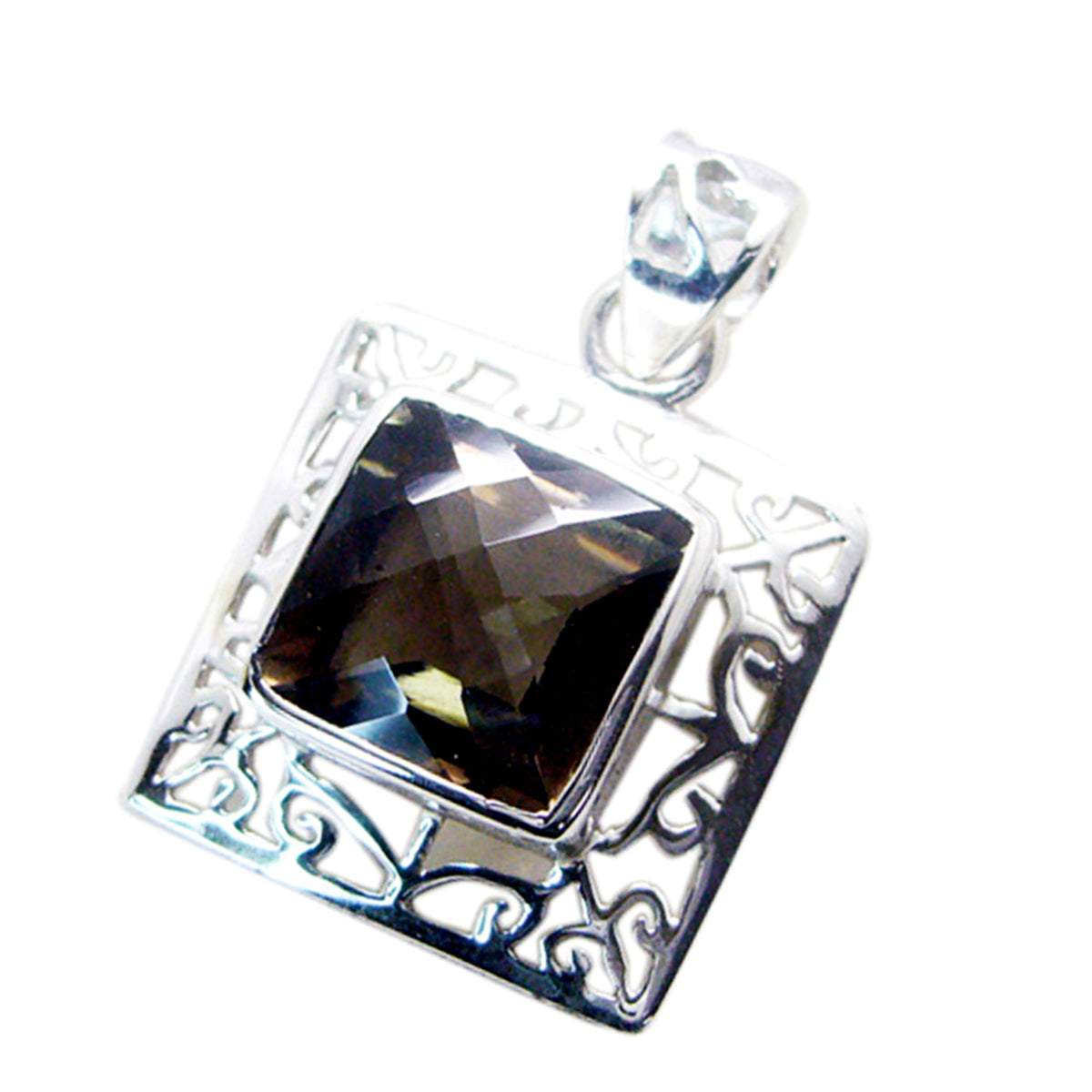 Smoky Quartz Essential German Sterling Silver Solitaire Eva antique Brown Pendant Jewellery