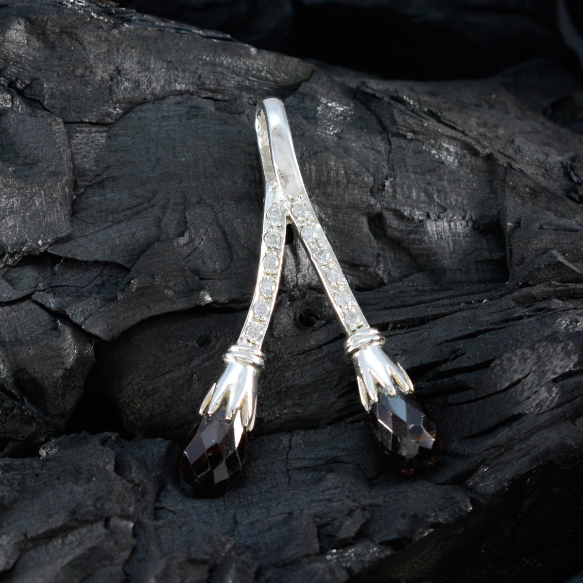 Smoky Quartz Featherlight Indian 92.5 Silver multiple Nisa Sophisticated Brown Pendant Jewellery