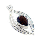 Smoky Quartz Chunky Latin American Sterling Silver Solitaire Natalie Rope-Wire Brown Pendant Jewellery
