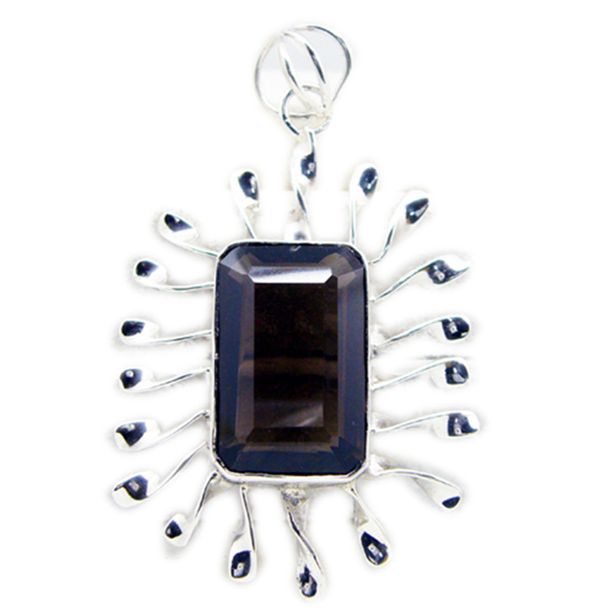 Smoky Quartz Chunky Mexican Sterling Silver Solitaire Brown Pendant