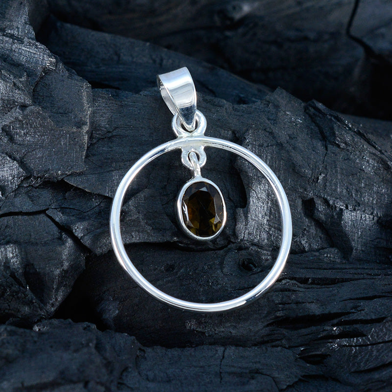 Smoky Quartz Delicate Turkish Silver Solitaire Yasmin valentine Brown Pendant Jewelry