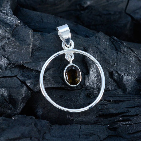 Smoky Quartz Delicate Turkish Silver Solitaire Yasmin valentine Brown Pendant Jewelry