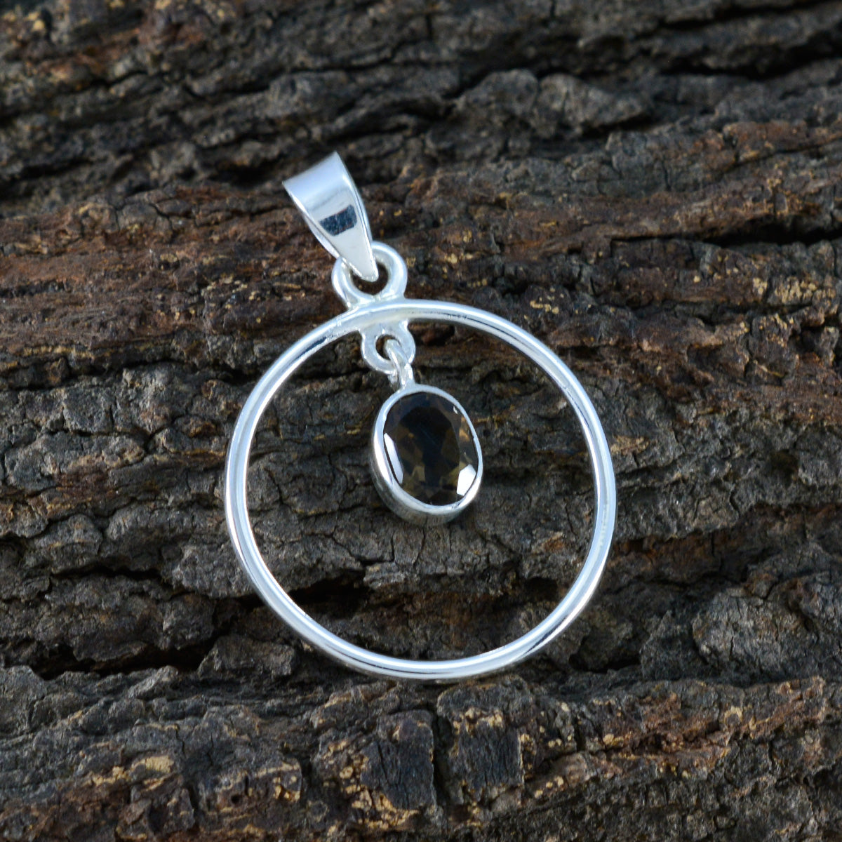 Smoky Quartz Delicate Turkish Silver Solitaire Yasmin valentine Brown Pendant Jewelry
