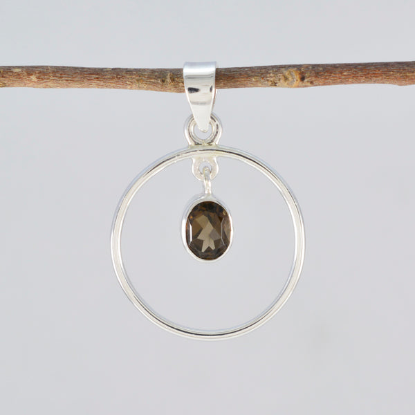 Smoky Quartz Delicate Turkish Silver Solitaire Yasmin valentine Brown Pendant Jewelry