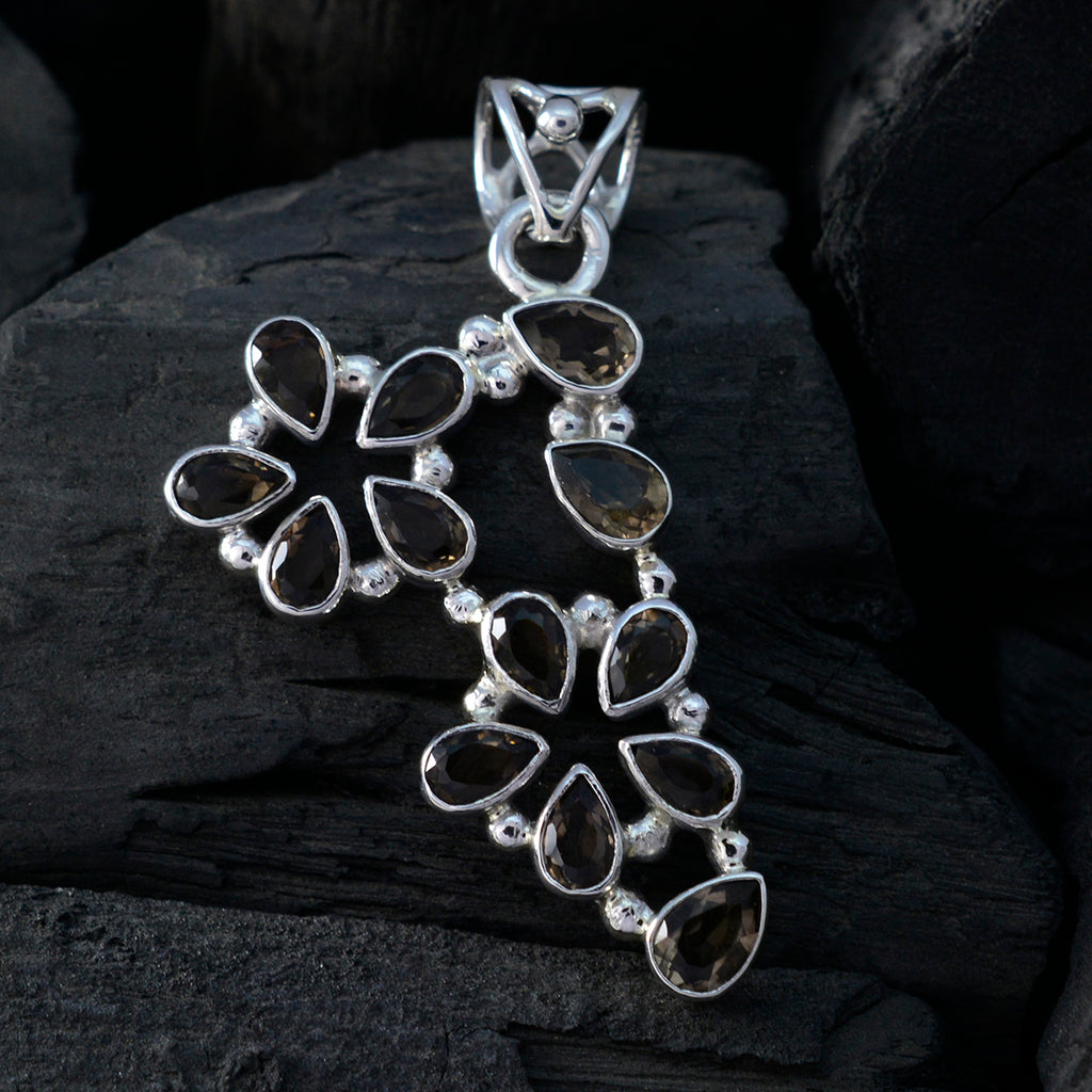smoky quartz Slim Mexican 92.5 Silver multiple Hanna Luxurious Brown Pendant Jewellery