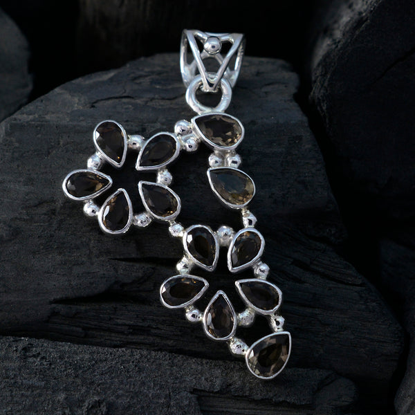 smoky quartz Slim Mexican 92.5 Silver multiple Hanna Luxurious Brown Pendant Jewellery