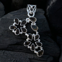 スモーキークォーツ スリム メキシカン 92.5 シルバー マルチ ハンナ ラグジュアリー ブラウン ペンダント ジュエリー