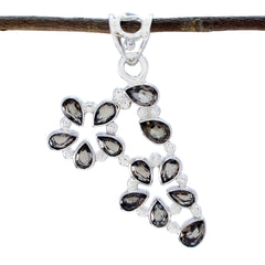 smoky quartz Slim Mexican 92.5 Silver multiple Brown Pendant