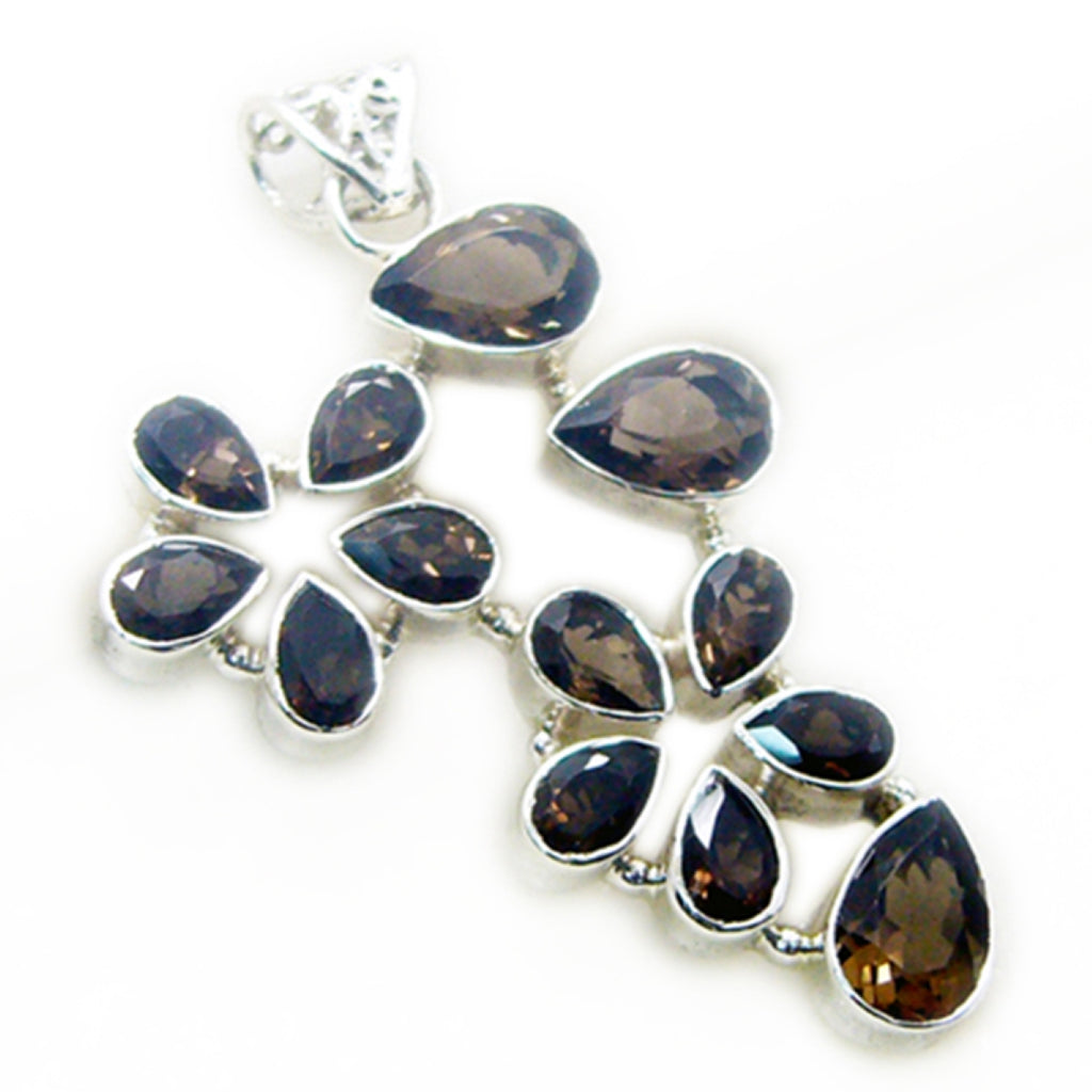 smoky quartz Slim Mexican 92.5 Silver multiple Hanna Luxurious Brown Pendant Jewellery