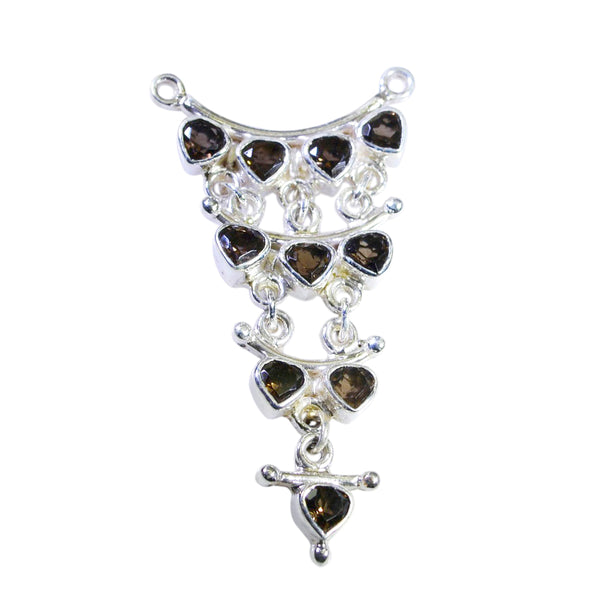 Smoky Quartz Eye-catching Moroccan 925 Silver multiple Brown Pendant