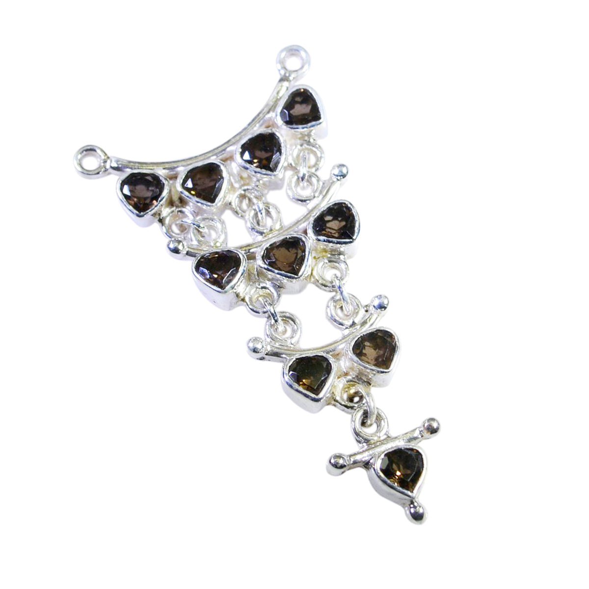 Smoky Quartz Eye-catching Moroccan 925 Silver multiple Hazel valentine Brown Pendant Jewelry