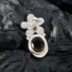 smoky quartz Versatile Spanish Sterling Silver Solitaire Ángeles Bubble Brown Pendant Jewellery