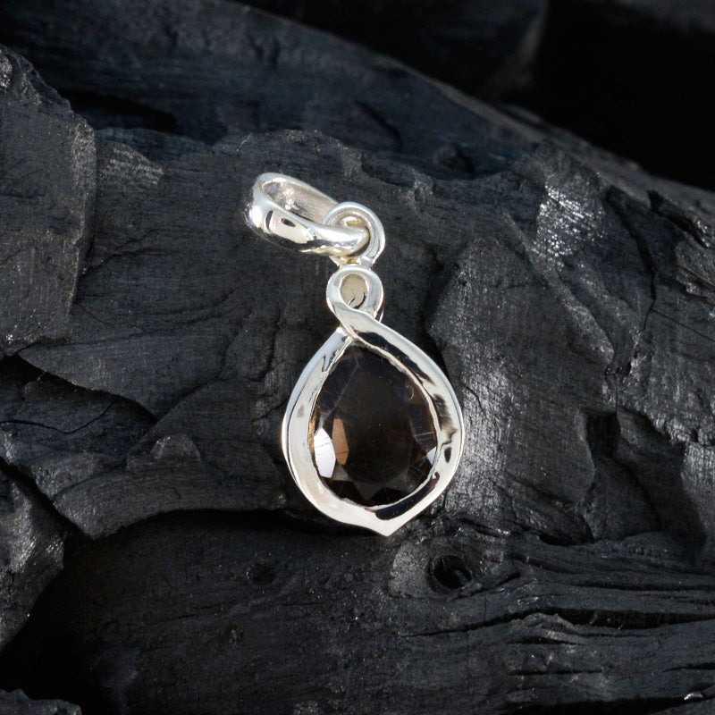 Smoky Quartz Elegant Japanese Sterling Silver Solitaire Mei Heart Brown Pendant Jewellery