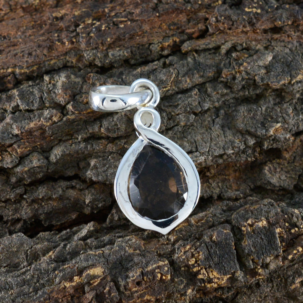 Smoky Quartz Elegant Japanese Sterling Silver Solitaire Mei Heart Brown Pendant Jewellery