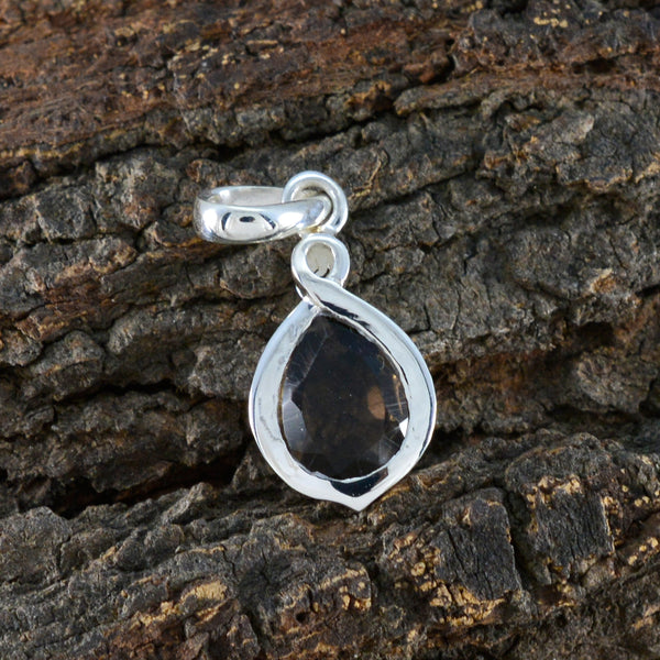 Smoky Quartz Elegant Japanese Sterling Silver Solitaire Mei Heart Brown Pendant Jewellery