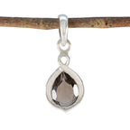 Smoky Quartz Elegant Japanese Sterling Silver Solitaire Brown Pendant