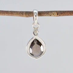 スモーキークォーツのエレガントな日本製スターリングシルバーソリティアメイハートブラウンペンダントジュエリー