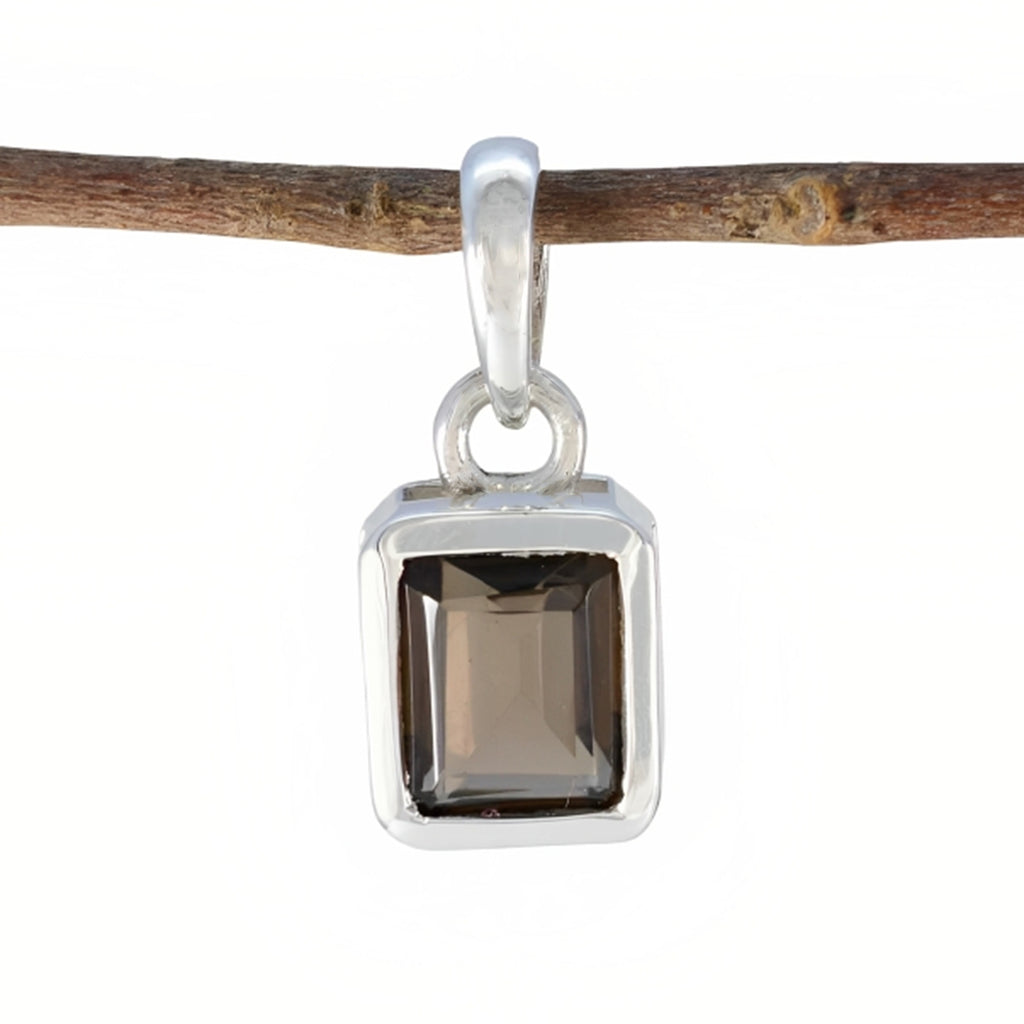Smoky Quartz Whisper-thin German Sterling Silver Solitaire Brown Pendant