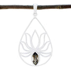 Smoky Quartz Dainty German 92.5 Silver Solitaire Brown Pendant