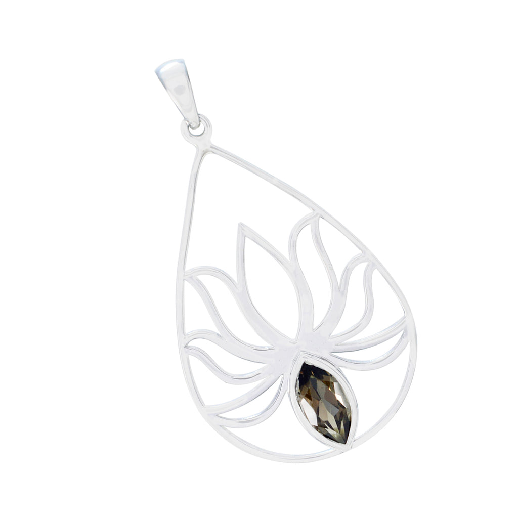Smoky Quartz Dainty German 92.5 Silver Solitaire Hanna Rope-Wire Brown Pendant Jewellery