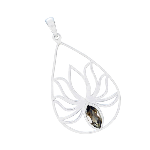 Smoky Quartz Dainty German 92.5 Silver Solitaire Hanna Rope-Wire Brown Pendant Jewellery