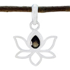smoky quartz Elegant Korean Silver Solitaire Brown Pendant