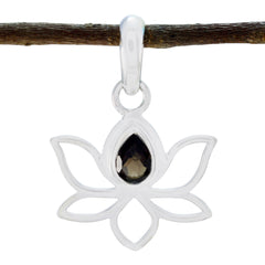 smoky quartz Elegant Korean Silver Solitaire Brown Pendant
