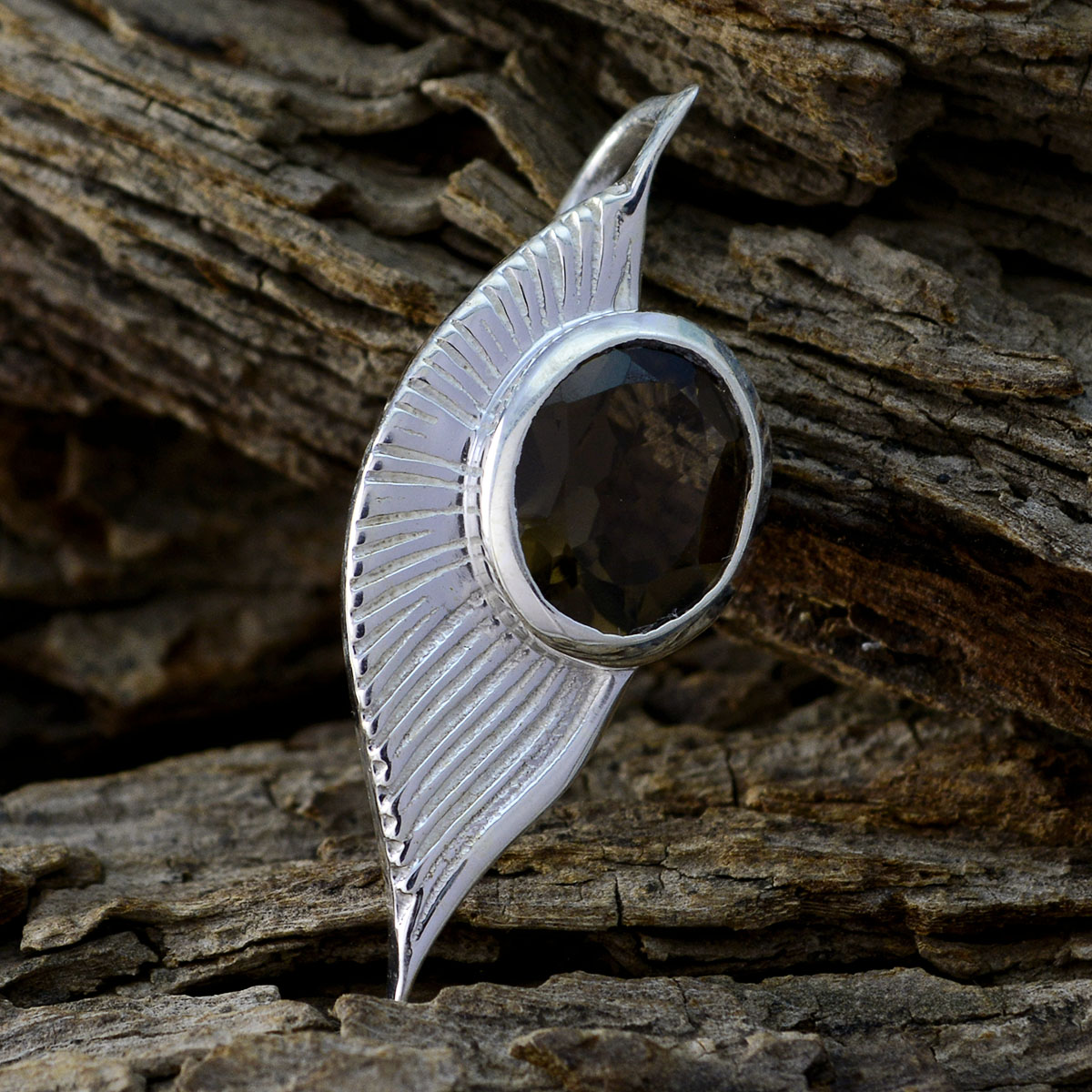 smoky quartz Dainty French 92.5 Silver Solitaire Lea Engagement Brown Pendant Jewellery