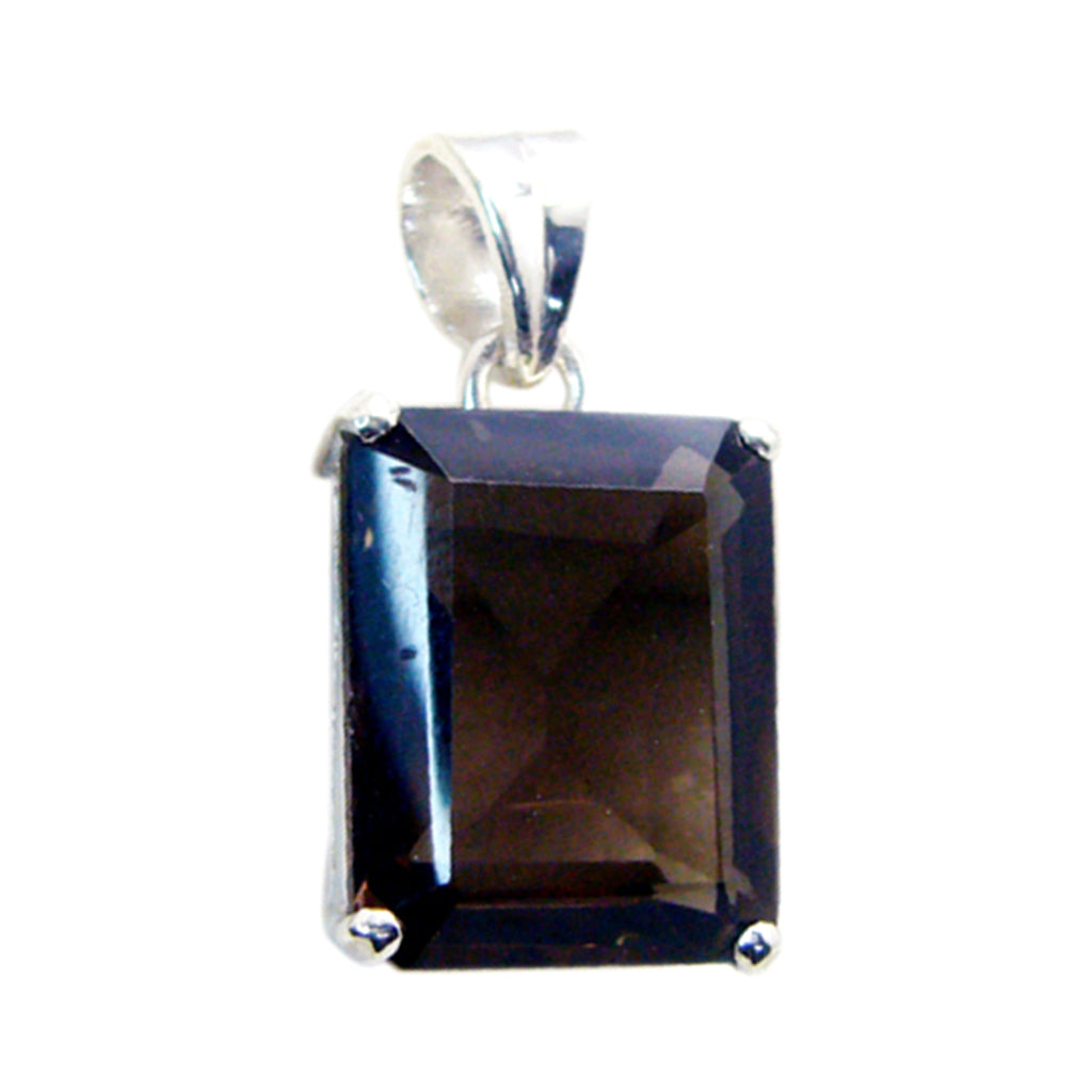 Smoky Quartz Delicate Spanish Sterling Silver Solitaire Brown Pendant