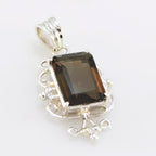 smoky quartz Eye-catching German Sterling Silver Solitaire Autumn Luxurious Brown Pendant Jewellery