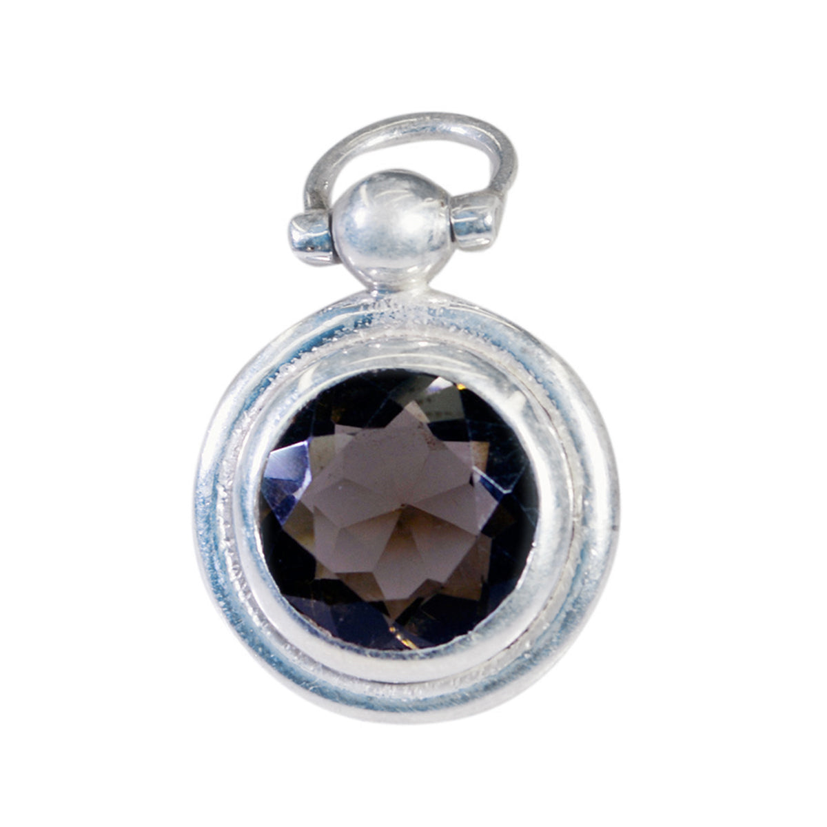 Smoky Quartz Featherlight Italian 925 Silver Solitaire Brown Pendant