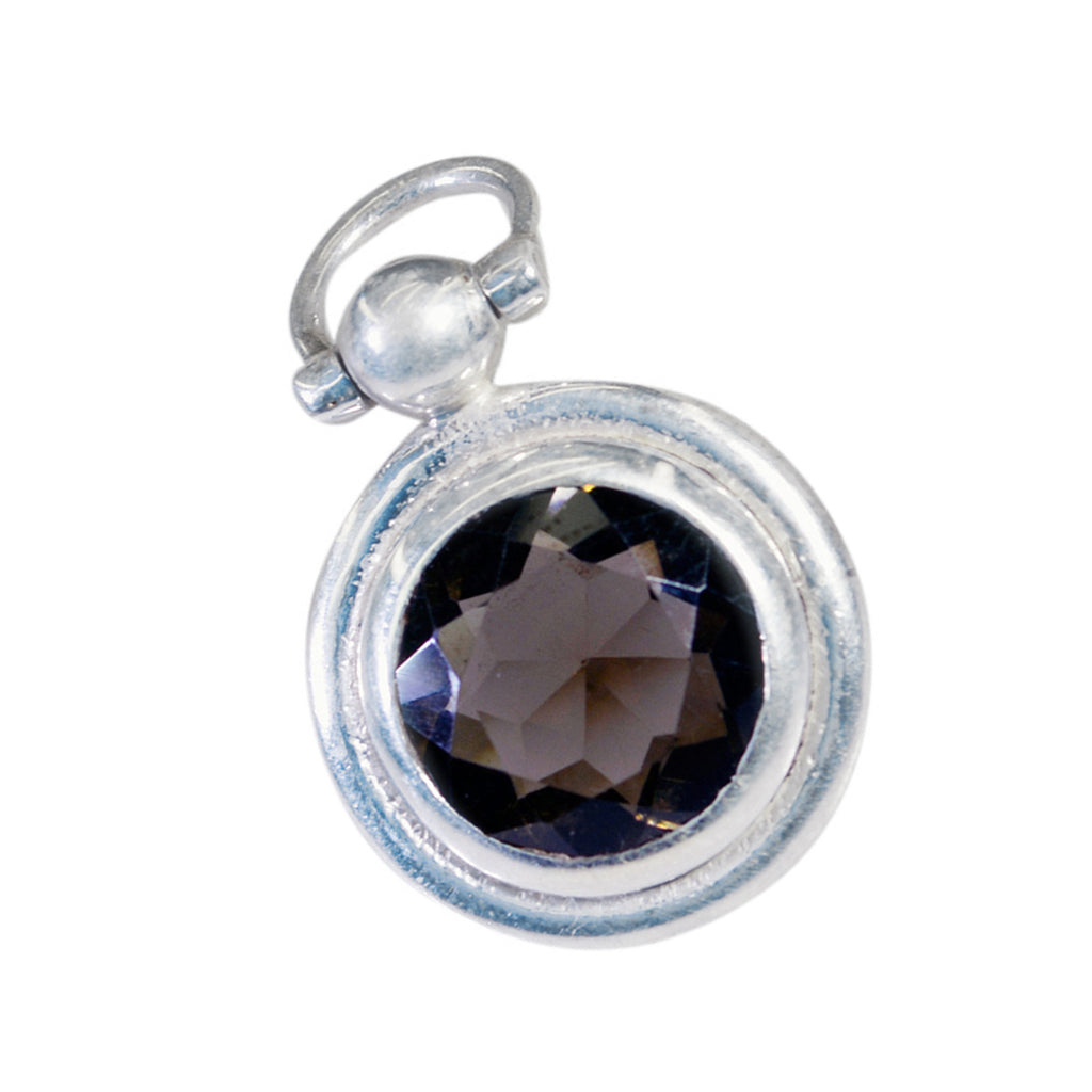 Smoky Quartz Featherlight Italian 925 Silver Solitaire Ava Glamorous Brown Pendant Jewelry
