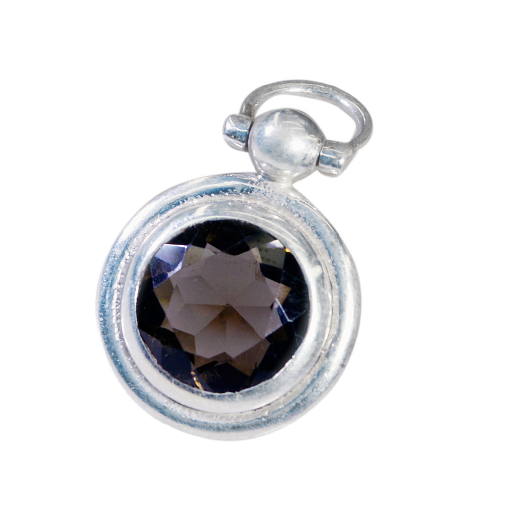 Smoky Quartz Featherlight Italian 925 Silver Solitaire Ava Glamorous Brown Pendant Jewelry