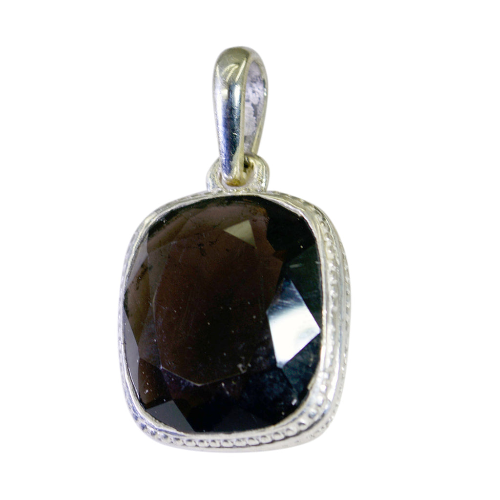 Smoky Quartz Featherlight Spanish 92.5 Silver Solitaire Brown Pendant