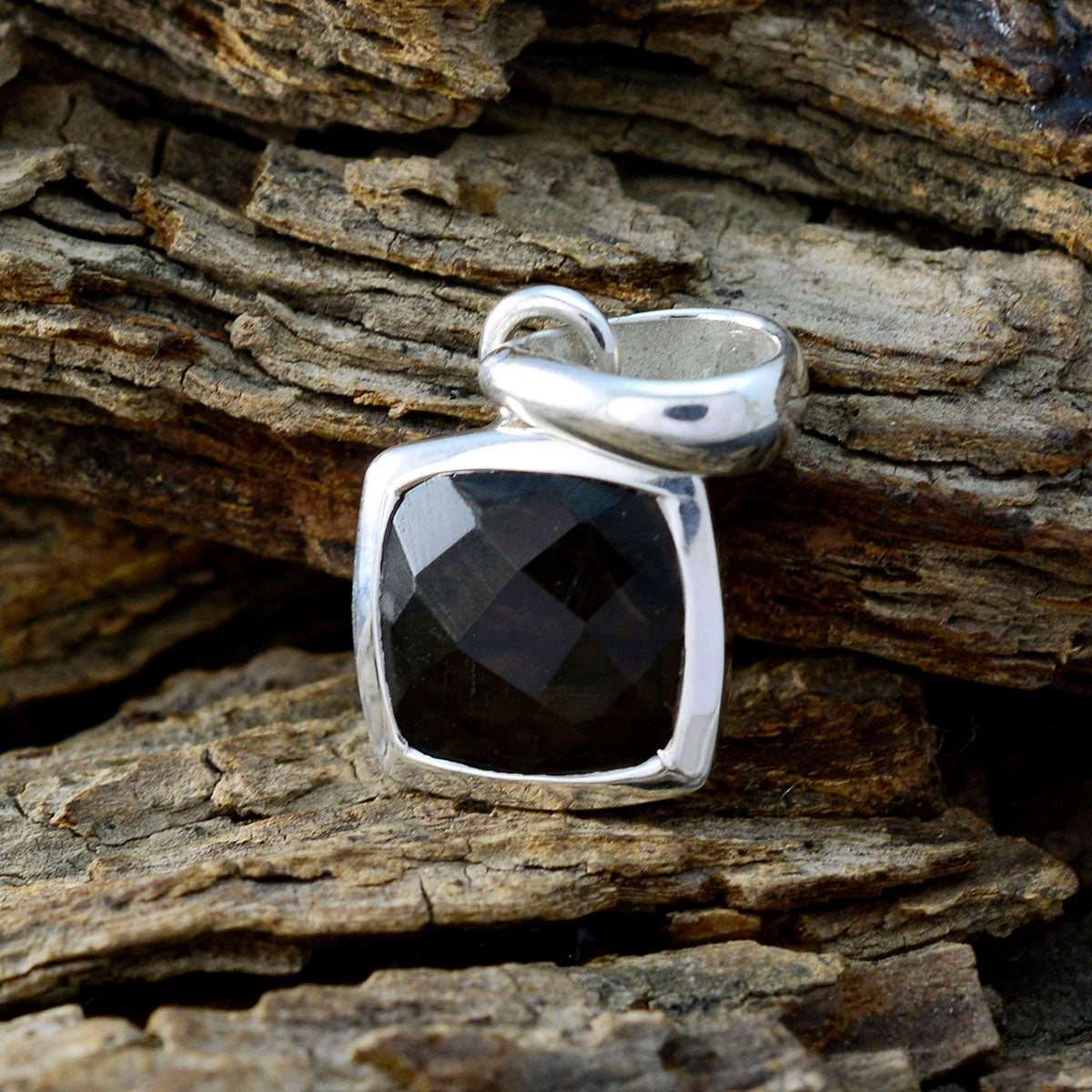 rökkvarts Elegant japanskt sterlingsilver Solitaire Ying Glamorös brunt hänge Smycken Sekundär produktbild