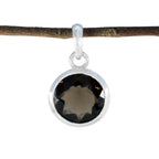 Smoky Quartz Featherlight Italian Sterling Silver Solitaire Brown Pendant