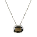 Smoky Quartz Classic German Silver Solitaire Brown Pendant