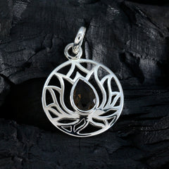 スモーキークォーツ 華奢なフランス製 92.5 シルバー ソリティア エレノア ロープワイヤー ブラウン ペンダント ジュエリー