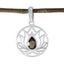 Smoky Quartz Dainty French 92.5 Silver Solitaire Brown Pendant