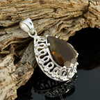 Smoky Quartz Chunky Spanish 92.5 Silver Solitaire Maya Victorian Brown Pendant Jewellery