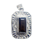 Smoky Quartz Chunky French Sterling Silver Solitaire Brown Pendant
