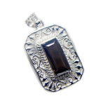 Smoky Quartz Chunky French Sterling Silver Solitaire Zoey Filigree Brown Pendant Jewellery