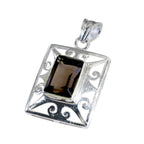 Smoky Quartz Classic Spanish Sterling Silver Solitaire Micaela Filigree Brown Pendant Jewellery
