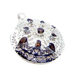 Smoky Quartz Statement Spanish 92.5 Silver Navratna Brown Pendant